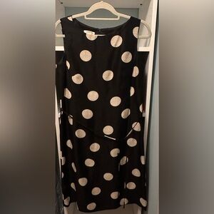 Talbots black & white sleeveless linen-silk blend dress.